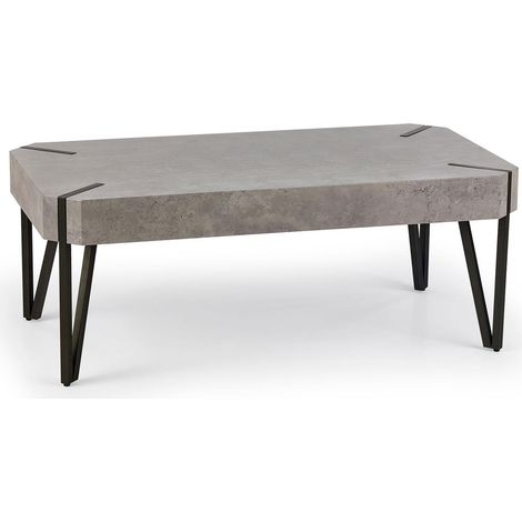 Mesa de centro Houston 303, Hormigón + Negro, 42x60x110cm, Diámetro: 0, MDF, Angular (1/5)