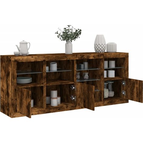 Sideboard mit LED-Leuchten Räuchereiche 164x37x67 cm