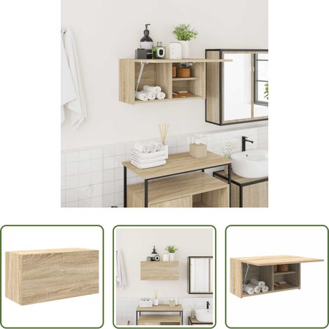 Holzschrank - Bad-Wandschrank Sonoma-Eiche 60x25x30 cm Holzwerkstoff (1/5)