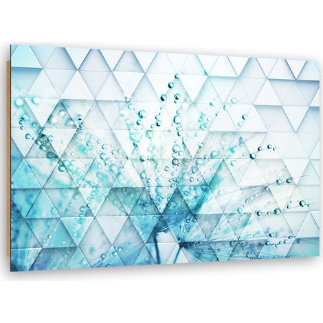 Quadro deco panel, Dente di leone turchese in gocce di rugiada - 60x40 (1/5)