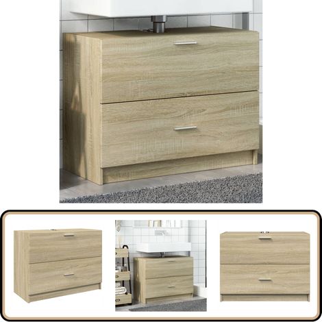 Waschbeckenunterschrank Sonoma-Eiche 78x37x59 cm Holzwerkstoff - Waschtischunterschrank - Badezimmermöbel - Holzwerkstoff - Sonoma-Eiche - Badschränkchen