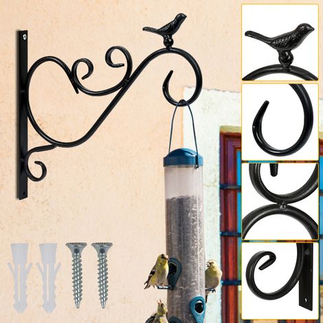 TolleTour Blumenhaken 2er Set mit Vogel Motiv, Metall Schwarz Wandhalterung für Pflanzen und Gartendeko (1/5)
