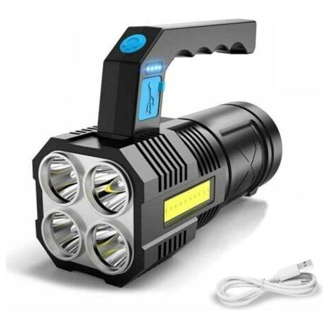 Torcia LED ultra potente ricaricabile COB torcia da lavoro impermeabile e 4 modalità torcia di emergenza portatile per escursionismo. pesca. campeggio (1/4)