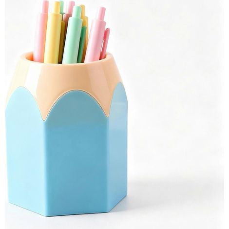 Porte-crayons coloré grande capacité organisateur de bureau pour le bureau et l'école bleu (1/5)