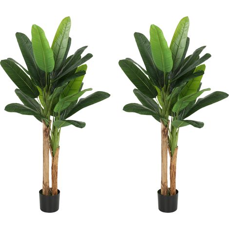 Lot de 2 plantes artificielles intérieurs 150 cm bananiers en pot décoration pour maison, bureau, salon, chambre (1/5)