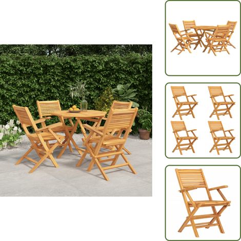 5-tlg. Garten-Essgruppe Massivholz Teak - Holztisch - Gartentisch - Essgruppe - Gartenmöbelset - Teakholzmöbel (1/5)