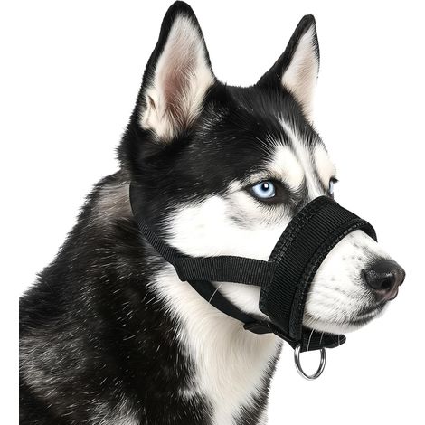 Muselière pour Chiens, Confortable Musèlière Chiens en Nylon Réglable, Durable Muselieres Anti Aboiement Anti-Morsure, Anti-Mastication, pour Petits et Moyens Chiens, Noir,M (1/5)