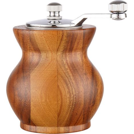 Moulin manuel à sel et poivre — Moulin en bois massif (forme de vase) — Ustensile de cuisine et distributeur d'assaisonnement