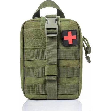 Trousse de premiers secours, trousse de survie, trousse de premiers secours, trousse médicale d'urgence de camping en milieu de travail vert armée (vide) (1/4)