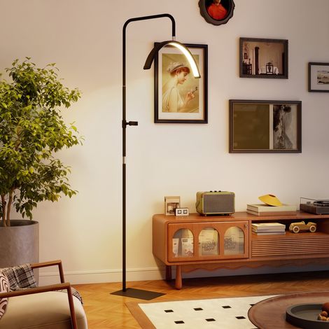Lampe LED en forme de croissant pour les cils avec support pour téléphone, anneau lumineux de beauté rotatif à 350°, lumière chaude et hauteur réglable. (1/5)