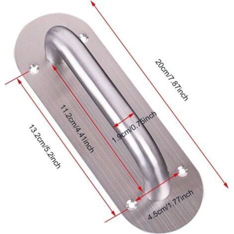 Poignée de Porte de Grange Coulissante, Traction de Poignée de Porte Coulissante, Poignée Porte Coulissante Ovale En Acier Inoxydable, pour Portes de Grange Armoire, 200mm 65mm (1/4)