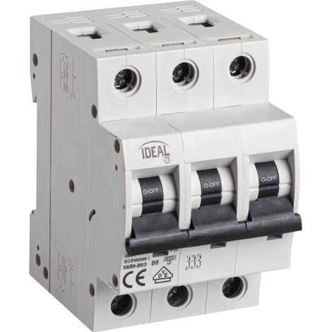 Interruptor automático de sobrecorriente 3P B 6A 6kA CA KMB6-B6/3 VDE 23171 (1/2)