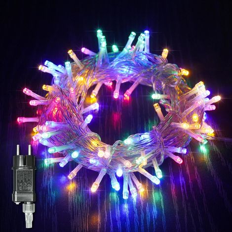 1 guirlande lumineuse, 8 modes, 100 led, 10m, fil transparent, multicouleur, intérieur, noël, mariage