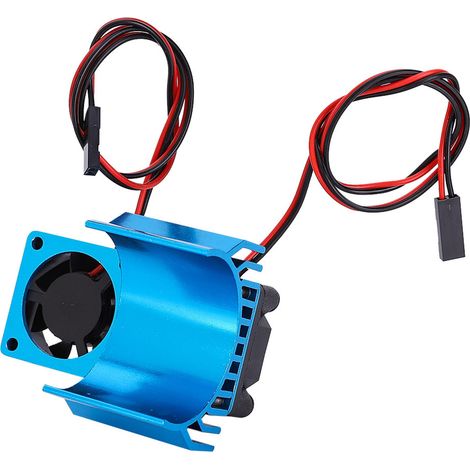 Ventilateur de refroidissement double pour moteur 540/550 avec radiateur thermique, compatible voiture RC électrique 1/10, couleur bleu.