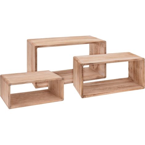 Wandregal Rechteck 3er Set aus Holz - 45/40/35 cm - Hängeregal Würfel Regal
