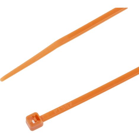 Serre-câble RS PRO Orange en Nylon 66, 203mm x 2,5 mm ( Prix pour Sachet de 100 )