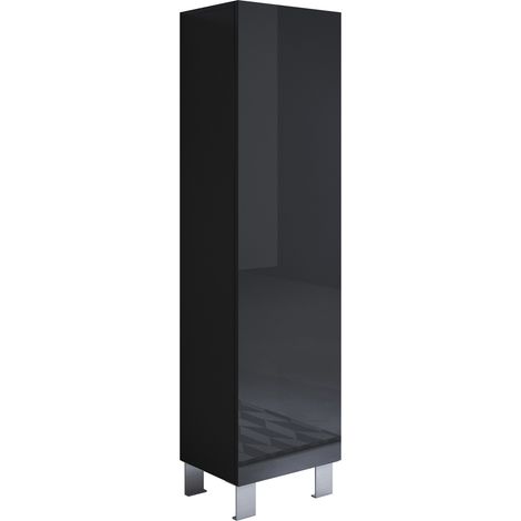 Mobile Soggiorno con Piedini 12cm Vetrina Salotto Moderno Vetrinetta pensile 40x177x28 Modello Luke V4 Nero lucido (1/4)