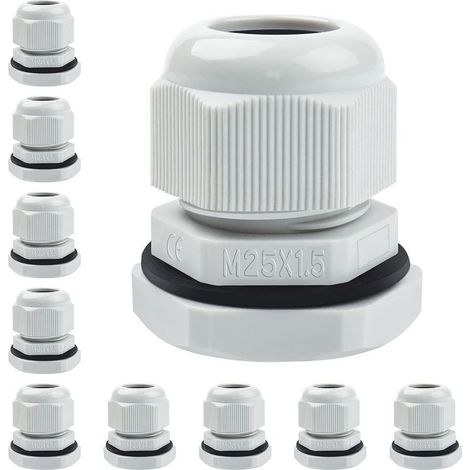 10 M25 cable glands, IP68 waterproof cable entry, grey, adjustable cable glands for outdoor garden junction boxes (1/5)