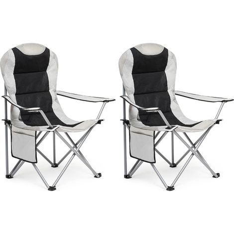 Lot de 2 chaises de camping pliantes – Tissu Oxford imperméable – Cadre acier 120 kg – Sac de transport inclus – Gris clair – Intimate Wm Heart