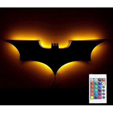 Lampe murale chauve-souris 3D créative, veilleuse décorative LED RGB, télécommande, lampe d'ambiance pour salle de jeux, bar ou table de chevet. (1/3)