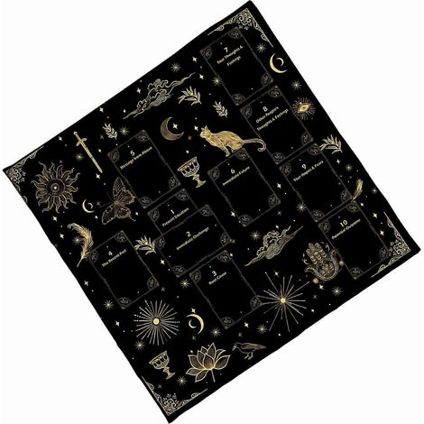 Nappe de table portable pour méditations nocturnes, en velours, avec motif tarot, accessoires de jeu pour les réunions, facile à transporter, 60 x 60 cm. (1/5)
