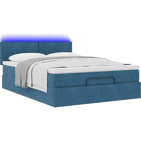 Struttura Letto Pouf con Materasso Blu 140x200cm in Velluto vidaXL (1/4)