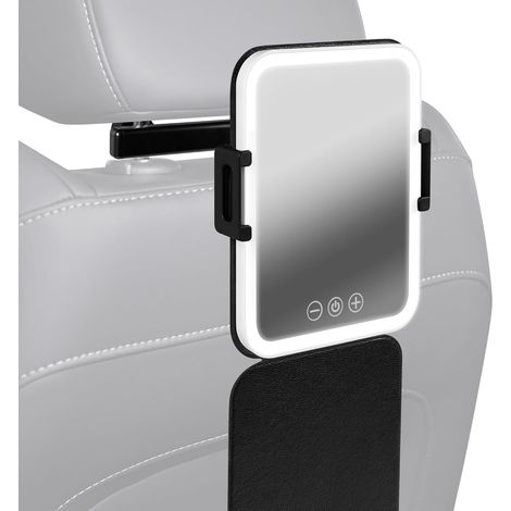 Miroir de courtoisie de voiture avec lumières, miroir de maquillage pour siège arrière, grand miroir de voyage à intensité variable avec 3 modes d'éclairage, rotation à 180° réglable (1/5)