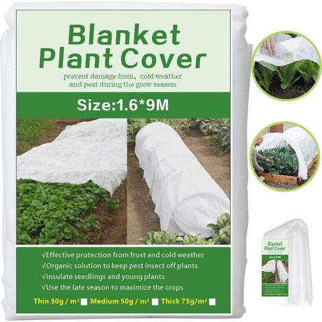 Couvertures végétales Protection contre le gel 1,6 x 9 m Couverture flottante en tissu pour protection contre le gel, le soleil et les insectes (1/5)