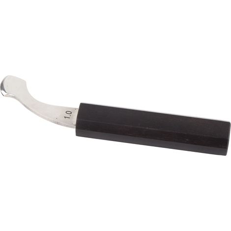 Ciseau à border le cuir incurvé, outil portatif de marquage avec manche en bois, design courbé, petite taille, pour finitions et pliures précises du cuir. (1/5)