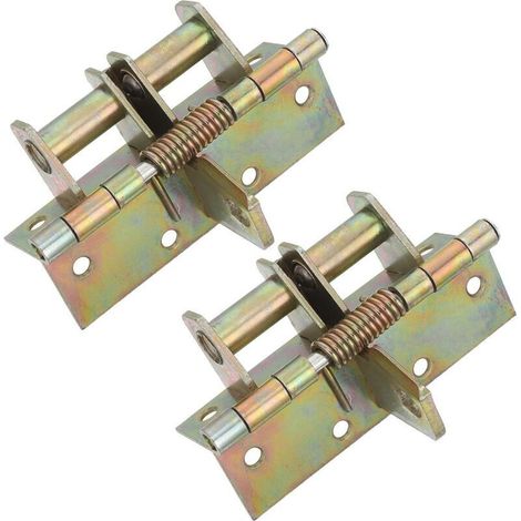 Lot de 2 charnières à ressort pour porte - Mécanisme d'amortissement automatique - Charnière à ressort à fermeture automatique pour armoires et penderies - Couleur dorée (1/5)