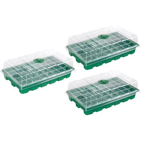 (AE2013) 3 plateaux de semis, propagateur à 40 alvéoles pour la croissance et l'épaississement des semis, avec couvercle transparent, pour serre et jardin. (1/5)
