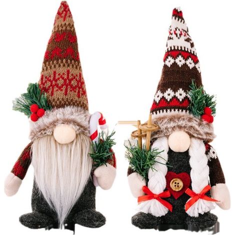 Traîneau de Noel Lot de 2 Deco Noël Peluche Elfe Christmas Décoration pour Maison Cuisine 28X7cm Rouge (1/4)