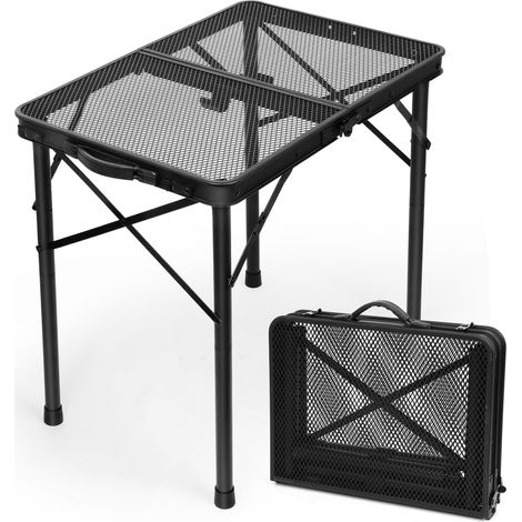 Table de Camping Pliante 60×40cm, Petite Table Pliante pour Barbecue, 2 Réglages de Hauteur, Table Pique Nique avec Grille Métallique pour Intérieur/Extérieur, Cuisine (1/5)