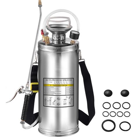 Pulvérisateur en acier inoxydable 8L pour jardin et nettoyage de sols, adapté aux besoins actuels des secteurs industriel, agricole, commercial et médical. (1/5)