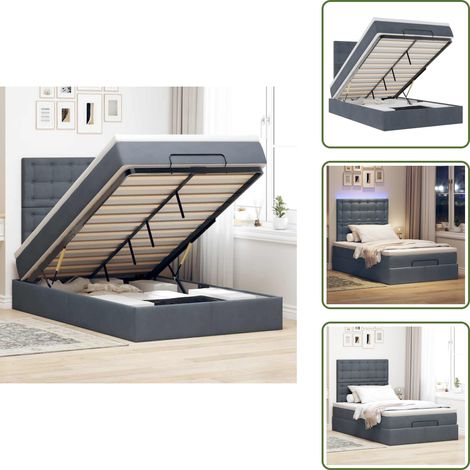 Coprimaterasso - vidaXL Struttura Letto Pouf con Materassi 120x200 cm Velluto - Luci a LED