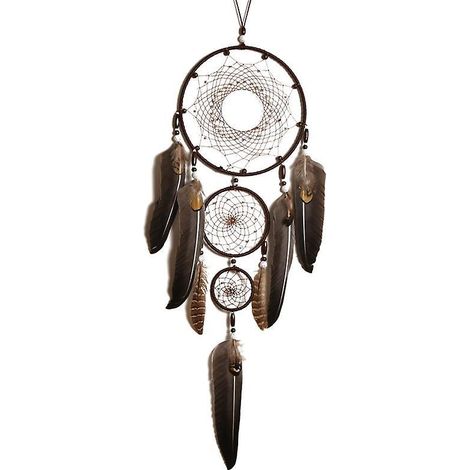 filet De Pche  Rves De Couleur Caf (diamtre 20 Cm, Longueur 50 Cm), Perles Et Plumes Fait Main - Dreamcatcher Et Fait Main (1/5)