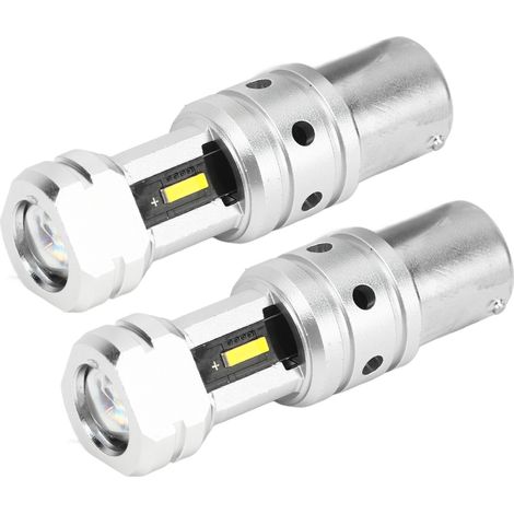 Lot de 2 ampoules LED 1156 de 2400 lm et 100 W pour feux de recul, clignotants et feux de position, pour voiture, camion et camping-car, lumière jaune 3000 K (1/5)