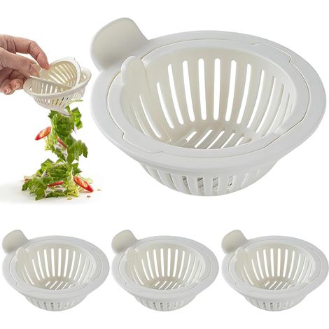 Passoire évier 4 pièces avec poignée, filtre vidange inox, grille anti-blocage, blanc 8x8x3 cm. (1/5)