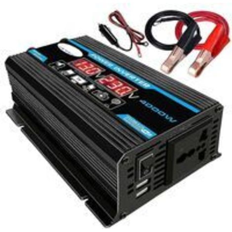 Convertisseur 12V 220V Pur Sinus 4000W Onduleur à Onde Sinusoïdale Pure Transformateur avec Télécommande & Double AC Prises de Courant pour RV Voiture de Camion