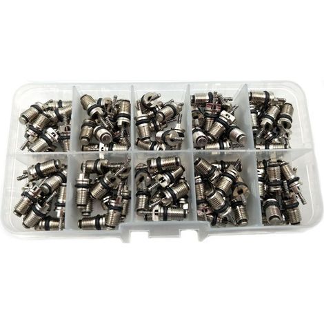 Lot de 100 composants de climatisation automobile R134 : noyau de valve interne, soupape de décharge haute et basse pression. (1/3)