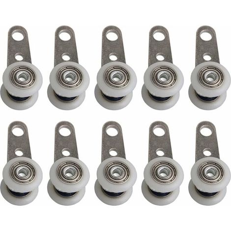 Lot De 10 Roulettes Pour Baies Vitrées Ou Portes Coulissantes - En Métal Et En Plastique - 4,5X 1,9Cm