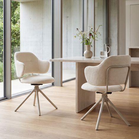 Wahson Chaises de Salle à Manger Pivotante Lot de 2, Chaises de Cuisine en Chenille Chaises de Salon Moderne Rembourrées, Beige (1/4)