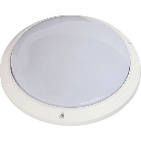 Hublot d'extérieur rond blanc IP65 IK10 – Douille E27 – Puissance 75W max – Lampe non incluse – Pour chantiers humides (1/2)