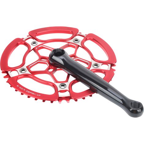 Fahrradkurbelgarnitur BCD130 mm, Kurbel aus Aluminiumlegierung, 47-Zahn-Kettenblatt, Singlespeed, rotes Zubehör (1/5)