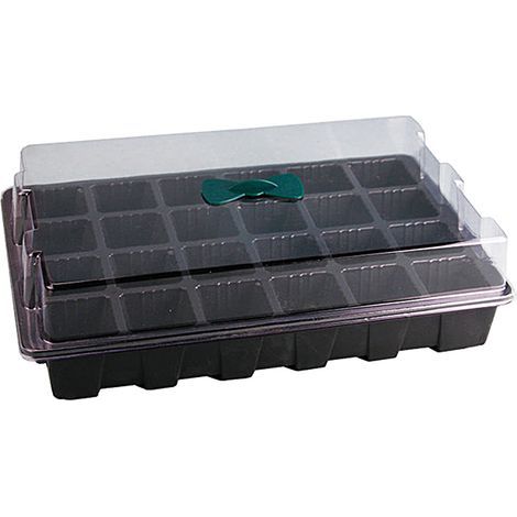Lot de 3 plateaux de semis 24 alvéoles avec couvercle, bac de culture en plastique pour jardin, pots pour plantes fleurs et semis. (1/5)