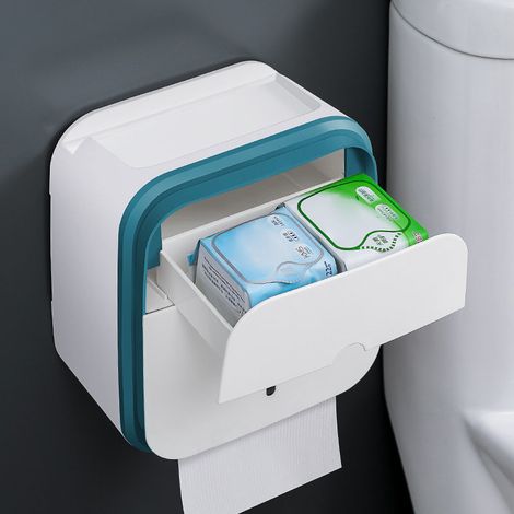 Distributeur de mouchoirs mural robuste avec fenêtre transparente, vert, pour salle de bain. (1/4)