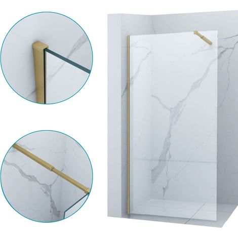 Paroi de douche WALK-IN Silla, verre transparent 60x200 cm, installation murale facile, design moderne, Doré (1/5)