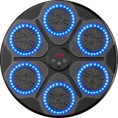 Machine de boxe musicale – 9 modes BT RGB lumière avec comptage, vitesse réglable cible murale pour exercices à la maison/relâchement du stress – adultes et enfants