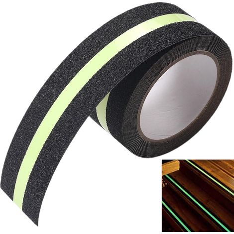 Ruban Sécurité Antidérapant Qui Brille - 1 Rouleau, Noir, avec Fonction Luminescente, Adhésif Tapis D'escalier Antidérapants, Tapis Antidérapants pour Toutes Les Marches D'escalier (1/5)