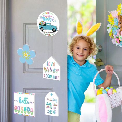 Décorations de Pâques pour étagères, mini panneaux en bois style champêtre, décorations printanières pour la maison, ornement de bureau (1/3)